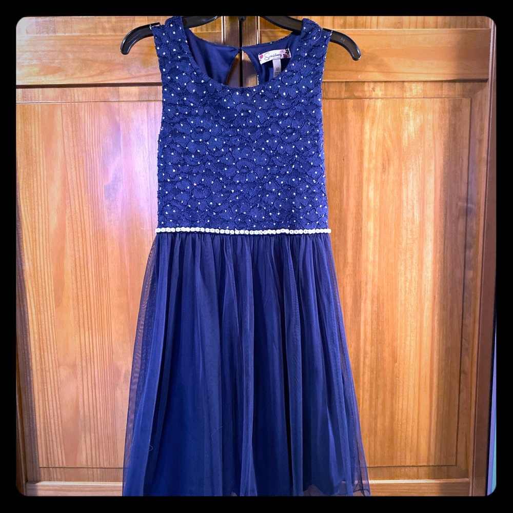 Girls size 12 special occasion dress. Navy blue